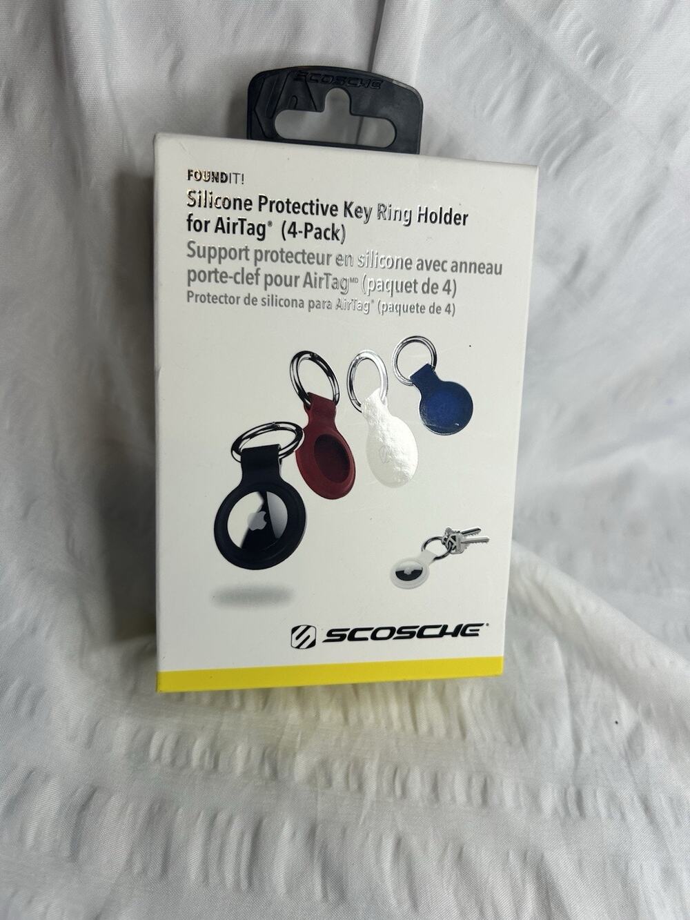 Scosche Keychain AirTag Case Holders (4-Pack) in Silicone Gel Rubber